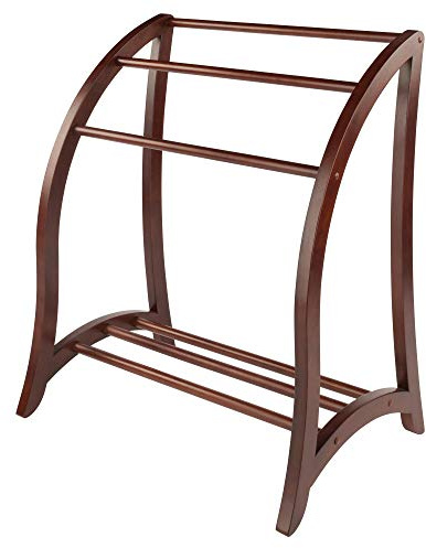 Winsome Wood Quilt Rack With 3 Rungs, Antique Walnut (94036)