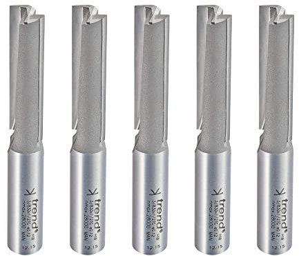 Trend Professional Kitchen Fitters Pack, 5 Piece Set of Straight Router Cutters, 1/2 Inch Shank, 12.7mm Cut Diameter & 50mm Cut Length, TC Centre Tip, KFP/3/83D