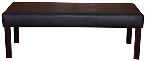 Mendler Sitzbank Polsterbank Bank M37 Kunstleder 120x43x49 cm - schwarz, dunkle Beine