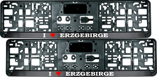 Kennzeichenhalter - Satz (2 Stück)! - mit Spruch I (Love) ERZGEBIRGE - Nummernschildhalter - Fun