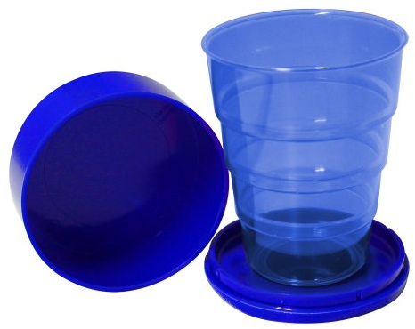 Klappbecher 200 ml leuchtblau aus Kunststoff DDR-Plastebecher Trinkbecher zusammenklappbar für unterwegs