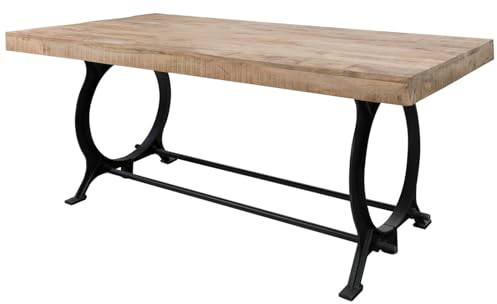 Massivmoebel24.de | Industrial Esstisch aus Massivholz #27 | aus Altholz - Mehrfarbig, lackiert | + Tischbeine aus Eisen | 180x90x80 cm | Massivholztisch Esszimmertisch