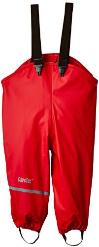 CareTec Girls Overall - Pu W/O Fleece Rain Trousers, Red (402), 98 UK