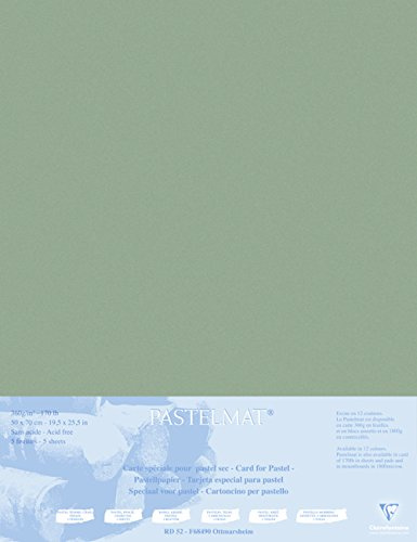 Clairefontaine - Ref 496019C - Pastelmat Mounted Board (5 Sheets) - 1800 Microns - 50 x 70cm - Dark Grey Colour - Specially Formulated for Use with Pastels