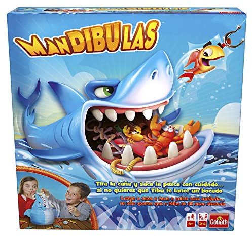 Goliath Mandibulas (Spanische Version), Brettspiel für Kinder ab 4 Jahren, Rettet die Meerestiere, ohne dass der Hai Sie fangen. Nehmen Sie die Fische mit Ihrer Angelrute aus Ihrem Kiefer