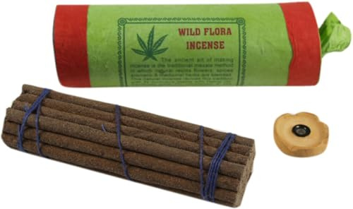 Tibetische Räucherstäbchen, 35 g, Weihrauch, Wild Flora Incense | Wohltuender Duft für spirituelle Atmosphäre, Holzhalter inklusive, ideal für reinigende Rituale.