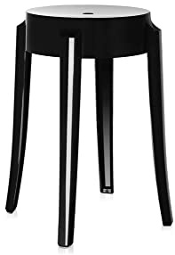 Kartell Charles Ghost, Hocker Small, H. 46 cm, Schwarz, 2er-Satz