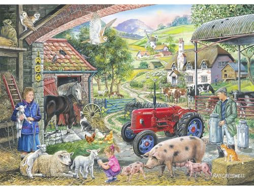 The House of Puzzles - No.2 - On The Farm Jigsaw - 1000 Piece Jigsaws For Adults, Artist Illustrated, Scenic Landscape, Deluxe Puzzle Gifts