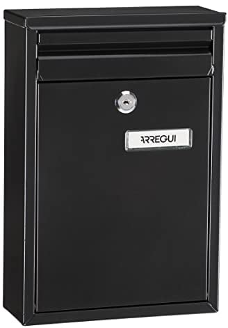 ARREGUI Zaguán E5754 Buzón Exterior de Acero Tamaño S (Correo DIN A5) | Buzón de Pared Pequeño | Buzón de Correo con Boca Trasera Recogecartas | Antilluvia | Fácil de Instalar | Negro