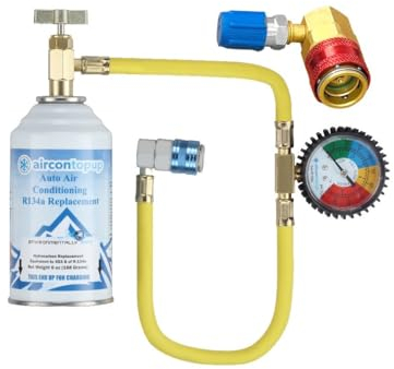 Car Aircon Top up Gas Recharge Refill Regas DIY Kit + High/Low Side Port Adaptor