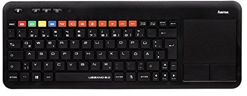 Hama Wireless Funktastatur mit Touchpad für Smart TV, Notebook, PS3 und PC, spezielle Tasten für Samsung Smart TVs, QWERTZ, Uzzano 3.0