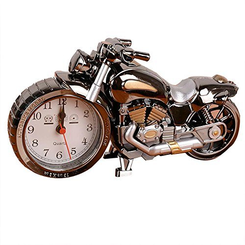 FinerMe Vintage Mini Motorrad Fahrrad Modell Wecker Batteriebetrieben Schreibtisch Regal Uhr Kreativ (Motorrad Modell)