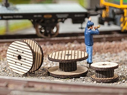 NOCH Kabelrollen, Laser-Cut Modellbausatz, 3er-Set, realistische Details für H0 Spurweiten und Modelllandschaften