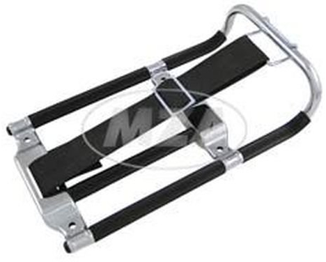 Gepäckträger kpl. - verchromt - schwarzer Gummi - mit Haken (neue Ausf.) - Simson Vogelserie