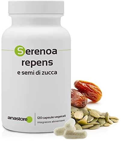 SABAL PALMETTO e semi di zucca *440mg/120 capsule vegetali *100% naturale *Benefici per la prostata ed il sistema urinario *Qualità certificata * Fabbricato in FRANCIA