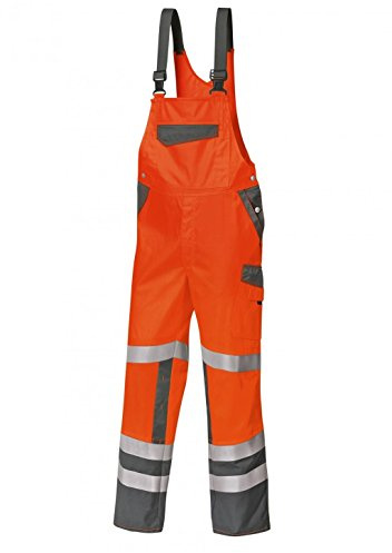 BP 2011-845-8553-46n Latzhose, Stretch-Hosenträger mit Clipbefestigungen, 270,00 g/m² Stoffmischung, Warnorange/dunkelgrau, 46n