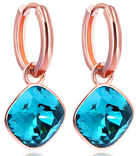 Rosegold Creolen Charm Anhänger Markenkristalle Ohrringe 925 Silber NOBEL SCHMUCK