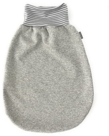 Lilakind Schlafsack Strampelsack Pucksack Herbst/Winter Jersey Fleece Meliert Sterne - Made in Berlin, Grau, 48 cm