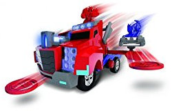 Dickie Toys 203116003 - Optimus Prime Battle Truck, verwandelbares Transformers Fahrzeug, 23 cm