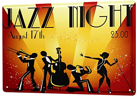 Blechschild Vintage Retro Metallschild Wandschild Blech Poster Küche Jazz Nacht