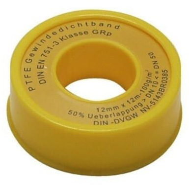 Schläfer 185110 | PTFE Hydraulisches Teflon, Fermit, DVGW Teflon-Dichtband mit hoher Dichte für die Reparatur von Rohren, Wasserhähnen, Ventilen, 12 mm x 12 mt. Weiß