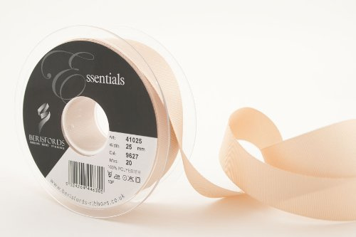 Berisfords 41025 20 m x 25 mm Polyester Grosgrain Ribbon, Cream