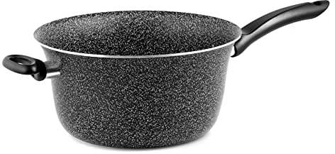 Home Paiolo Antiaderente con Manico, Pietra, Nero/Argento, 20 cm