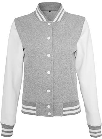 Build Your Brand Ladies Sweat College Jacket, XL, Heather Grey