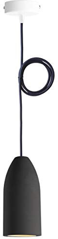 Buchenbusch urban design Betonlampe dark edition 7,5 x 16 cm, Deckenlampe einflammig, LED Pendelleuchte mit Textilkabel Dunkelblau, Hängelampe Esstisch Küche Wohnzimmer, Baldachin weiß
