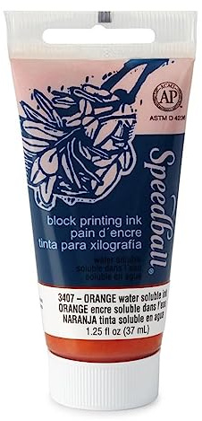 Speedball SPD-3407 Water Soluble Block Printing Ink, Orange, 1.3 oz