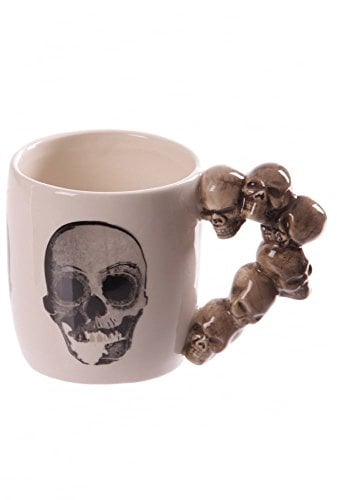 Puckator Stapel Totenkopf geformter Henkel Tasse aus Dolomit-Keramik