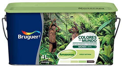Bruguer Colores del Mundo Pintura para paredes monocapa Amazonas Verde Natural 4 L