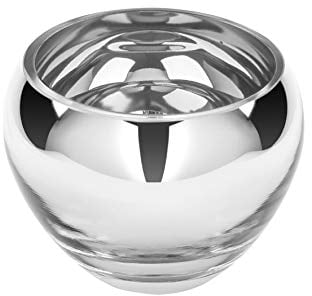 Fink COLORE Teelichthalter Glas Gold spülmaschinengeeignet, Größe: 9 cm, Durchmesser: 12 cm, 115050, Silber, 9 x 12 cm