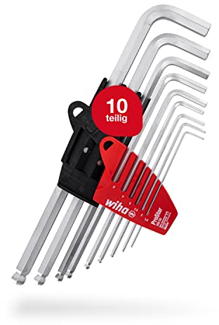 Wiha Stiftschlüssel Set mit ProStar Halter (07192) 9tlg. | Innensechskant Satz mit Kugelkopf | Innensechskantschlüssel 1,5/ 2/ 2,5/ 3/ 4/ 5/ 6/ 8/ 10