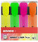 Kores - Bright Liner Plus: Strahlende Textmarker Stifte, Keilspitze und wasserbasierte Tinte, Ergonomische Form, Schul- und Bürobedarf, Set von 4 sortierten Farben