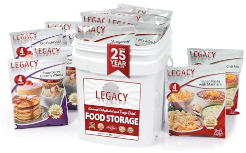 Survival Food Storage - 60 Large Servings - Freeze Dried Meal Assortment - 18 Lbs - Emergency Preparedness Supply Kit - Dehydrated Breakfast, Lunch & Dinner - Camping, Hiking Too by Legacy Premium Food Storage