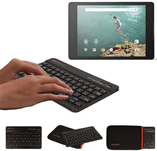 TECHGEAR [Active Strike (S) Slim Line Bluetooth Wireless UK Keyboard With Carry Case Cover for (HTC) Google Nexus 9 Tablet - Black