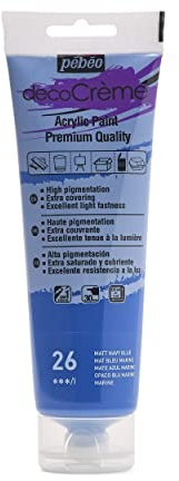 Pébéo Peinture Acrylique Texture Crème pour la Décoration - Finition Mate - 120 ML - Bleu Marine