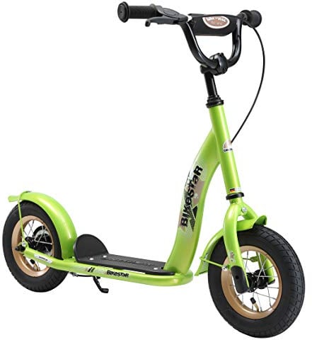 BIKESTAR Roller Kinderroller Tretroller Kickscooter mit Luftreifen für Jungen und Mädchen ab 4-5 Jahre | 10 Zoll Classic Kinder Scooter | Grün | Risikofrei Testen