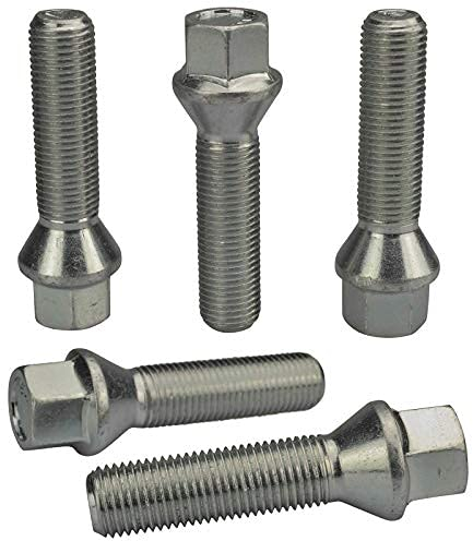 HASKYY 10 Radschrauben I M14x1,5x30mm Kegelbund Kegel I Zink Silber I I SW 17mm I