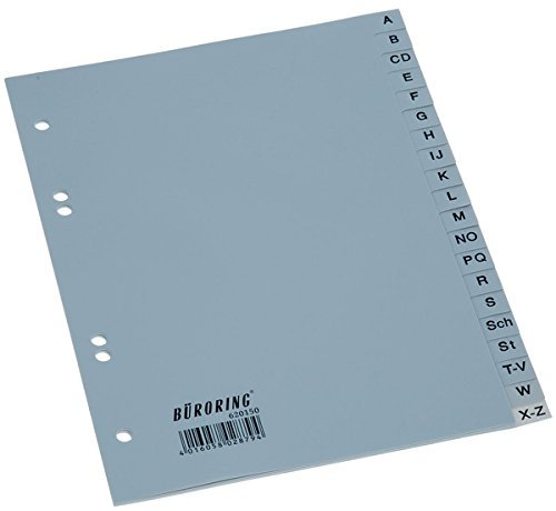 Büroring Register A-Z, A5, hoch, 20-teilig, PP-Folie, grau, 125 my