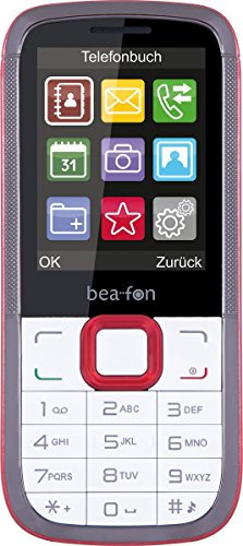 Beafon C140_EU001WR Mobiltelefon (Dual SIM, TFT Farbdisplay, QVGA Kamera, Bluetooth, 6,09 cm (2,4 Zoll weiß/rot