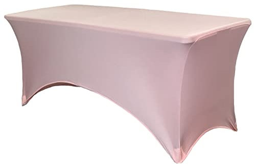 YOUR CHAIR COVERS Nappe de table rectangulaire en élasthanne, 1,8 m, pour mariage, événement, terrasse, tissu élastique extensible, pour table pliante de 1,8 m (rose poudré)