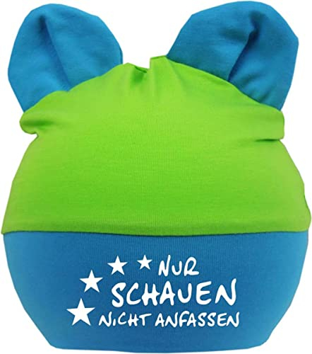 Kleiner Fratz Baby Ohren Mütze Multicolor (Farbe Lime-royal) (Gr. 1 (0-74) Nur schauen Nicht anfassen