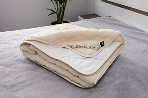 Caro Naturhaar Kaschmir Unterbett 100% Merino Wolle unterbett 120 x 190 cm Kaschmir Schurwolle Matratzenauflage Elegance Light Neuseeland