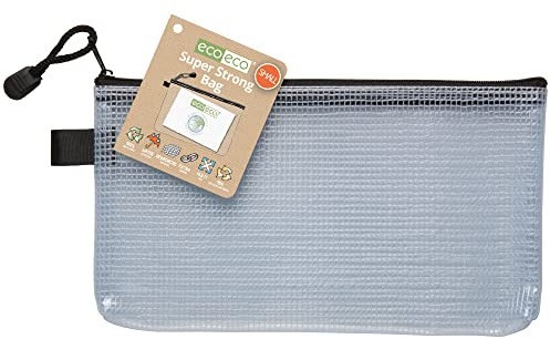 eco-eco Klein 95% Recycelt Super Klar Transparentee Starke Tasche mit Schwarzem Reißverschluss