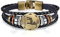 JewelryWe Schmuck Herren Damen Steinbock Armband, 12 Tierkreis Sternzeichen Horoskop Charms Druckknopf Armreif, Leder Legierung, schwarz