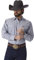 Wrangler Men's Cowboy Cut Western Two Pocket Long Sleeve Snap Work Shirt-Washed Finish, Chambray, 17 Inches Neck 34 Inches Sleeve