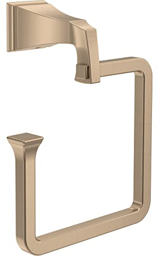 Delta Dryden (1-Pack) Hand Towel Holder Champagne Bronze Towel Racks for Bathroom Wall Square Towel Ring Holder for Bath Towel Hanger for Kitchen, Bathroom Accessories 75146-CZ