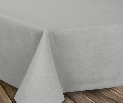 BEAUTEX Tischdecke Leinenoptik eckig 160x320 Hellgrau abwaschbar | fleckenabweisend, bügelfrei, pflegeleicht, Lotuseffekt, viele Größen & Farben, für Küche, Esszimmer, Balkon & Garten